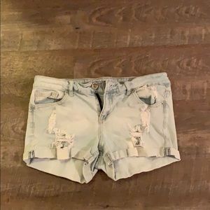 Soundgirl Women’s Distressed Light Denim Shorts